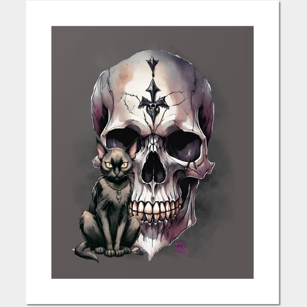 Goth Skull and cat Wall Art by Viper Unconvetional Concept